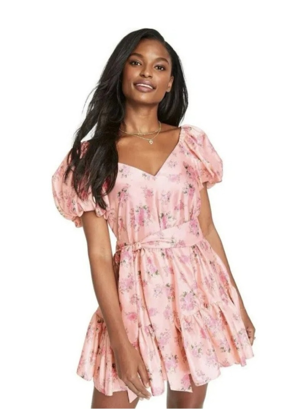 LoveShackFancy x Target Cecile Pink Floral 
Puff Sleeve Mini Dress